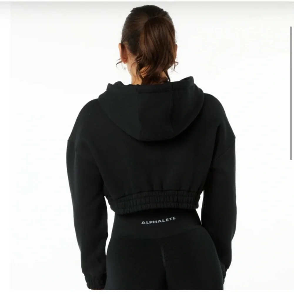 Alphalete Women's Brushed Fleece Half-Zip Crop Hoodie size S - Picture 2 of 9